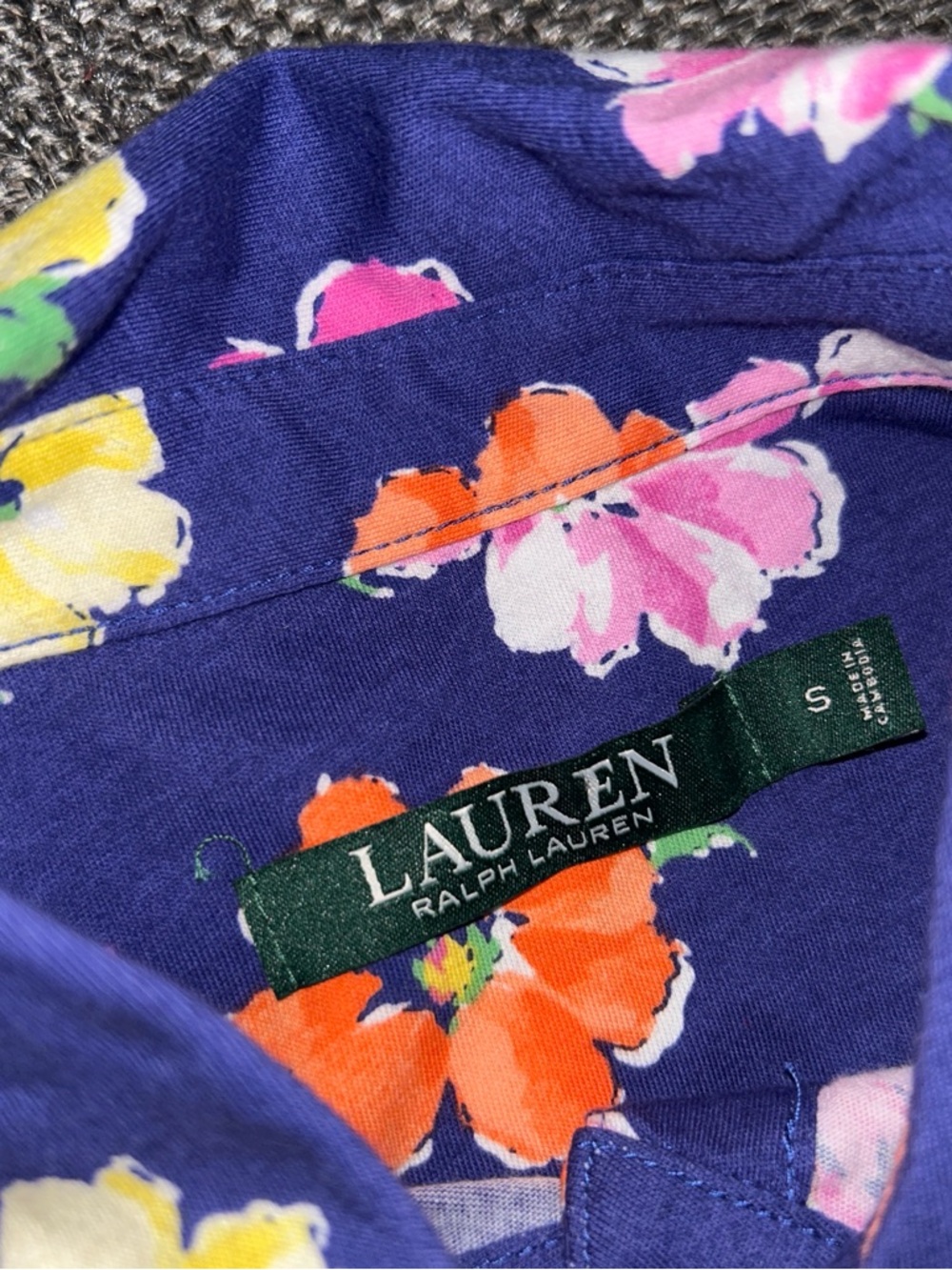 Ralph Lauren Navy Floral Button-Down Shirt Dress - Picture 4 of 6